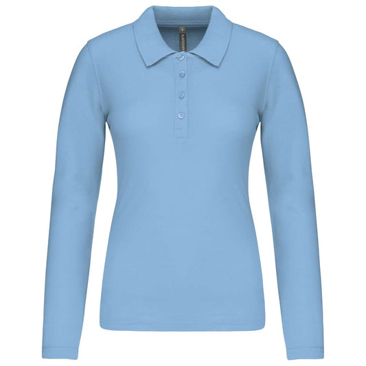 LADIES’ LONG-SLEEVED PIQUÉ POLO SHIRT - Sky Blue - Main