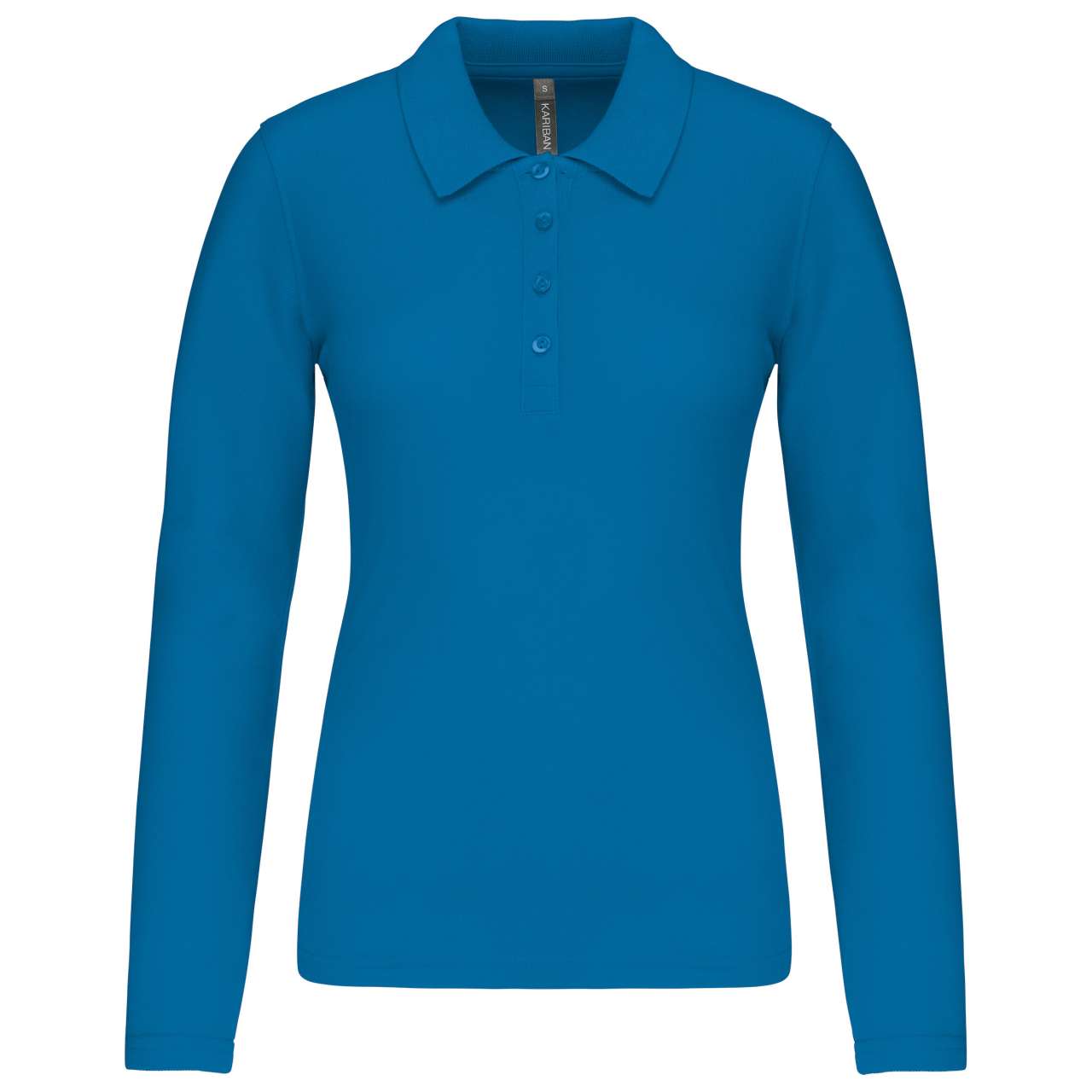 LADIES’ LONG-SLEEVED PIQUÉ POLO SHIRT - Tropical Blue - Main