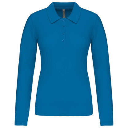LADIES’ LONG-SLEEVED PIQUÉ POLO SHIRT - Tropical Blue - Main