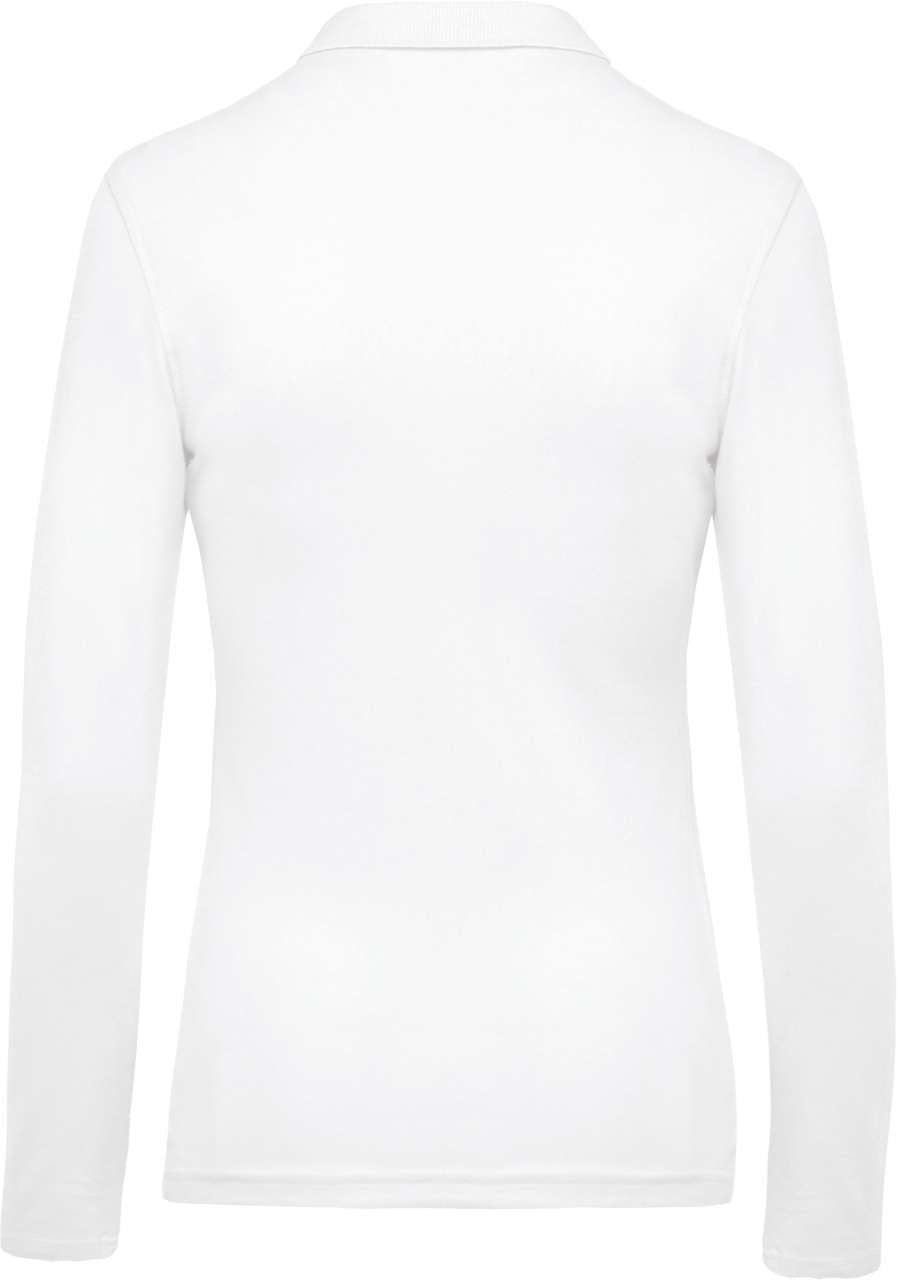 LADIES’ LONG-SLEEVED PIQUÉ POLO SHIRT - White - Additional