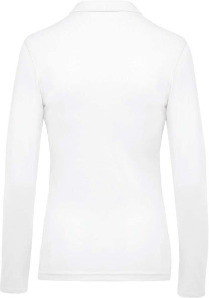 LADIES’ LONG-SLEEVED PIQUÉ POLO SHIRT - White - Additional