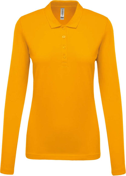 LADIES’ LONG-SLEEVED PIQUÉ POLO SHIRT - Yellow - Main