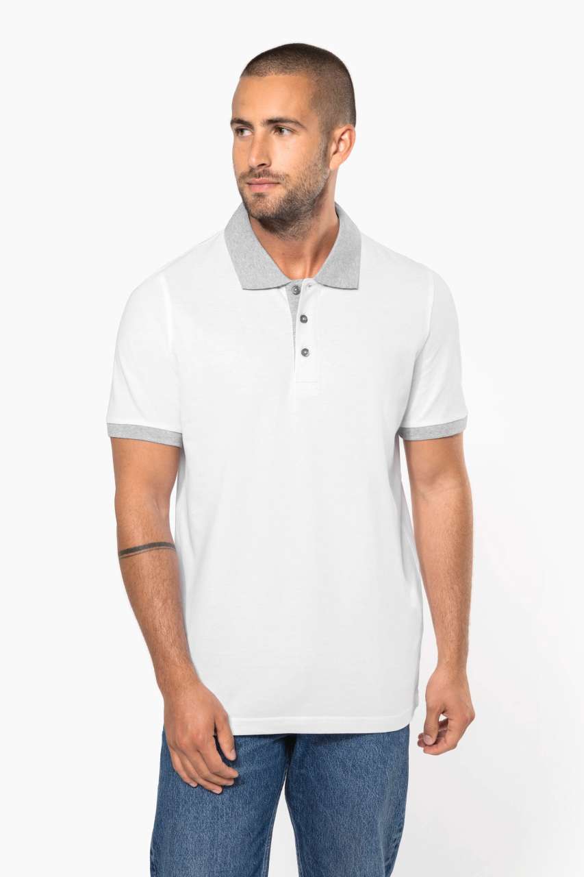 MEN'S TWO-TONE PIQUÉ POLO SHIRT - Black/Oxford Grey - Model