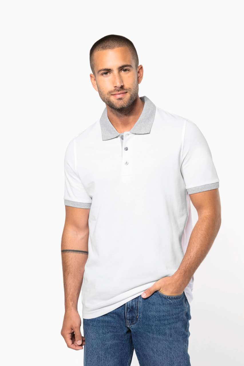 MEN'S TWO-TONE PIQUÉ POLO SHIRT - Black/Oxford Grey - Additional