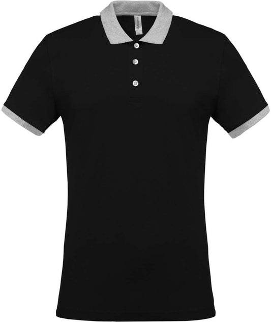 MEN'S TWO-TONE PIQUÉ POLO SHIRT - Black/Oxford Grey - Main