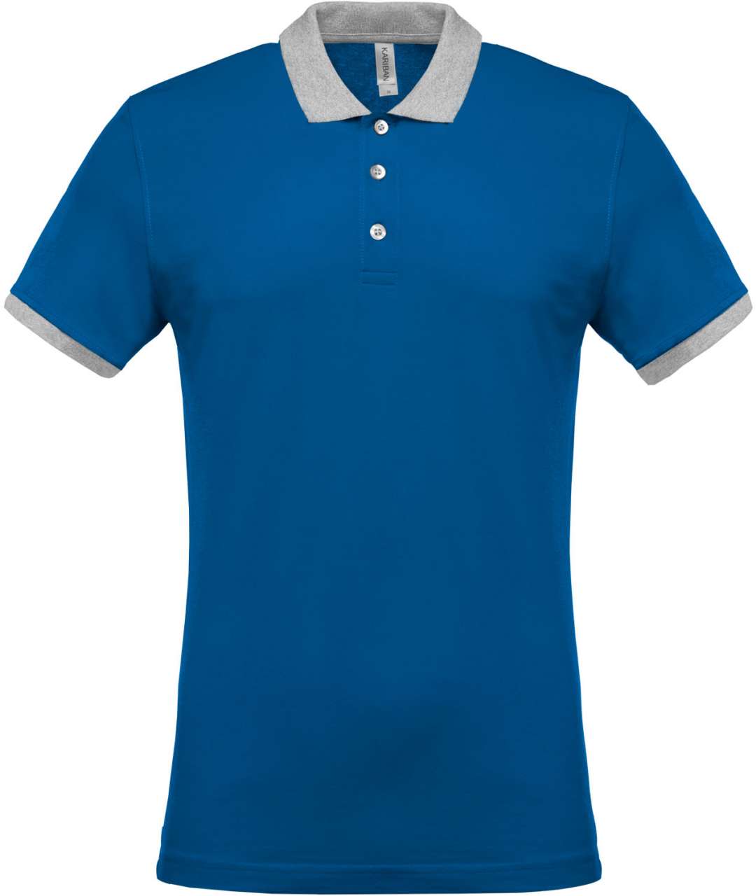 MEN'S TWO-TONE PIQUÉ POLO SHIRT - Light Royal Blue/Oxford Grey - Main