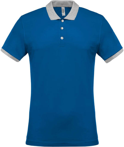 MEN'S TWO-TONE PIQUÉ POLO SHIRT - Light Royal Blue/Oxford Grey - Main