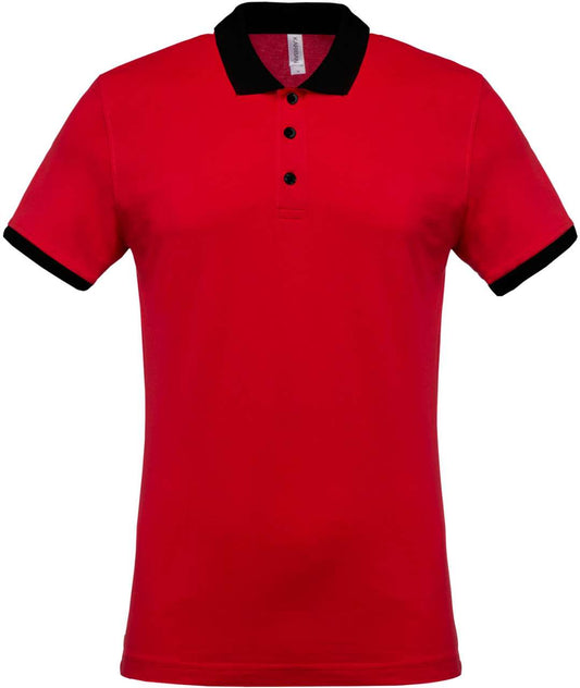 MEN'S TWO-TONE PIQUÉ POLO SHIRT - Red/Black - Main