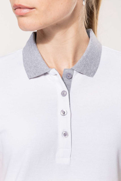 LADIES’ TWO-TONE PIQUÉ POLO SHIRT - Black/Oxford Grey - Additional