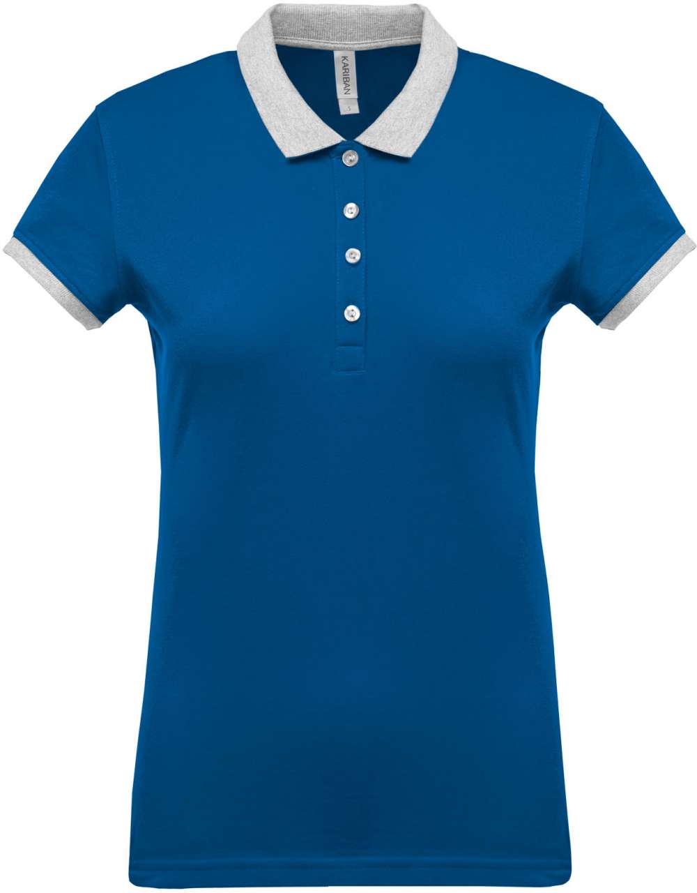 LADIES’ TWO-TONE PIQUÉ POLO SHIRT - Light Royal Blue/Oxford Grey - colorimageurl
