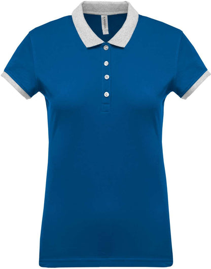 LADIES’ TWO-TONE PIQUÉ POLO SHIRT - Light Royal Blue/Oxford Grey - colorimageurl