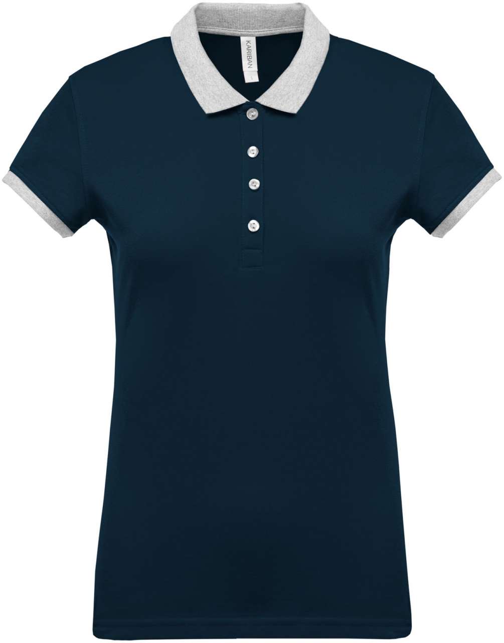 LADIES’ TWO-TONE PIQUÉ POLO SHIRT - Navy/Oxford Grey - colorimageurl