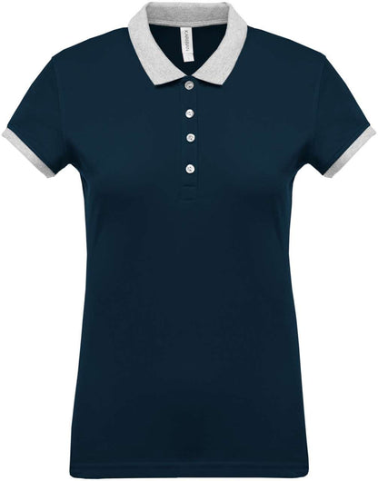 LADIES’ TWO-TONE PIQUÉ POLO SHIRT - Navy/Oxford Grey - colorimageurl