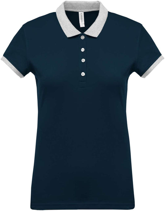 LADIES’ TWO-TONE PIQUÉ POLO SHIRT - Navy/Oxford Grey - colorimageurl