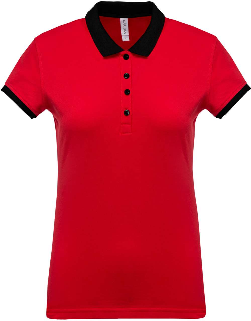 LADIES’ TWO-TONE PIQUÉ POLO SHIRT - Red/Black - Main