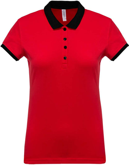 LADIES’ TWO-TONE PIQUÉ POLO SHIRT - Red/Black - Main