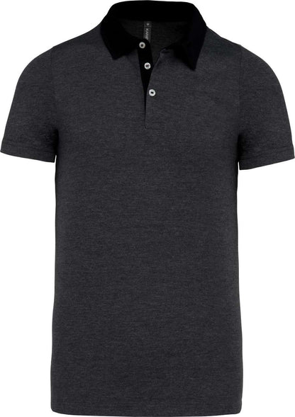 MEN'S TWO-TONE JERSEY POLO SHIRT - Dark Grey Heather/Black - colorimageurl