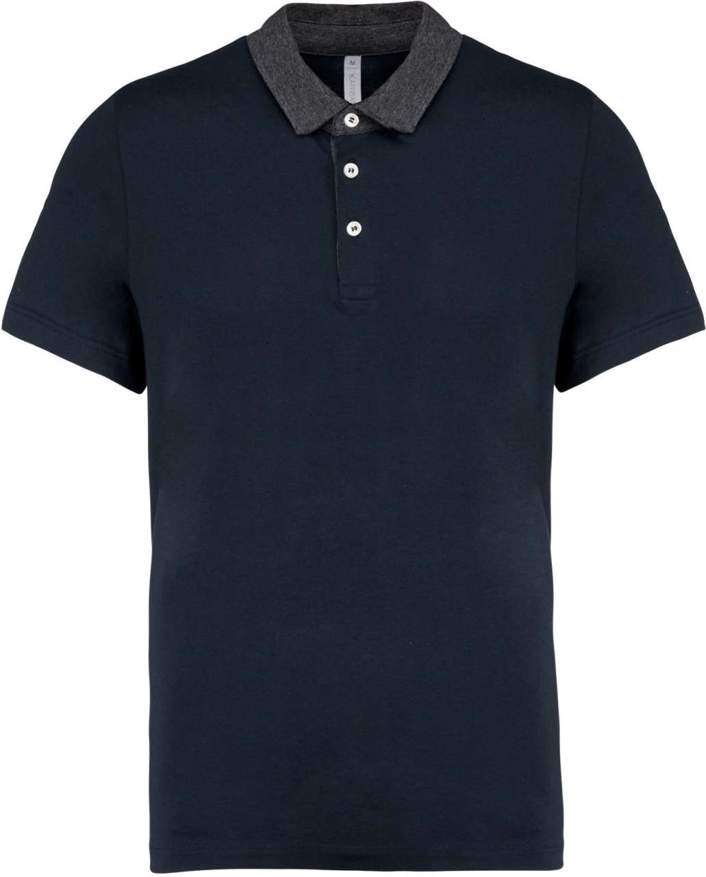 MEN'S TWO-TONE JERSEY POLO SHIRT - Navy/Dark Grey Heather - colorimageurl