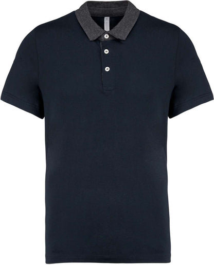MEN'S TWO-TONE JERSEY POLO SHIRT - Navy/Dark Grey Heather - colorimageurl