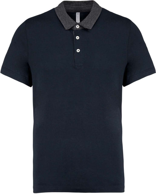 MEN'S TWO-TONE JERSEY POLO SHIRT - Navy/Dark Grey Heather - colorimageurl