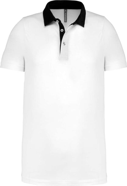 MEN'S TWO-TONE JERSEY POLO SHIRT - White/Navy - colorimageurl