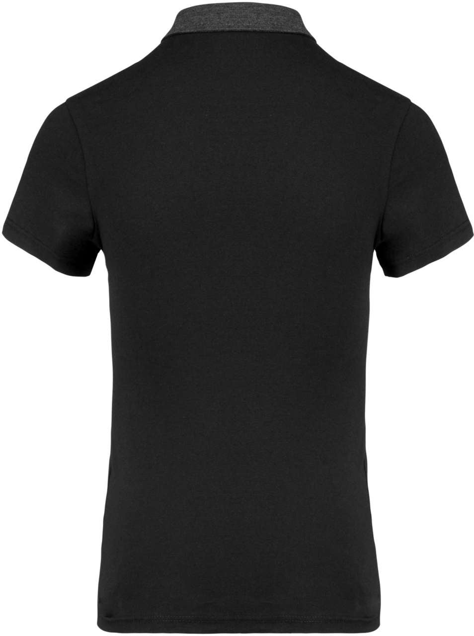 LADIES' TWO-TONE JERSEY POLO SHIRT - Black/Dark Grey Heather - Additional