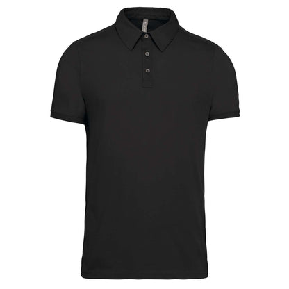 MEN'S SHORT SLEEVED JERSEY POLO SHIRT - Black - colorimageurl