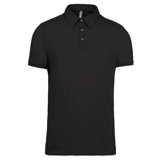 MEN'S SHORT SLEEVED JERSEY POLO SHIRT - Black - colorimageurl
