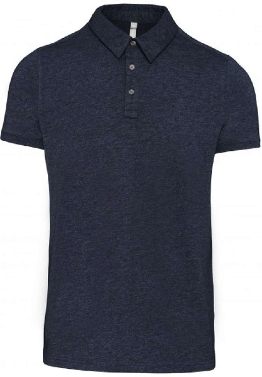 MEN'S SHORT SLEEVED JERSEY POLO SHIRT - French Navy Heather - colorimageurl