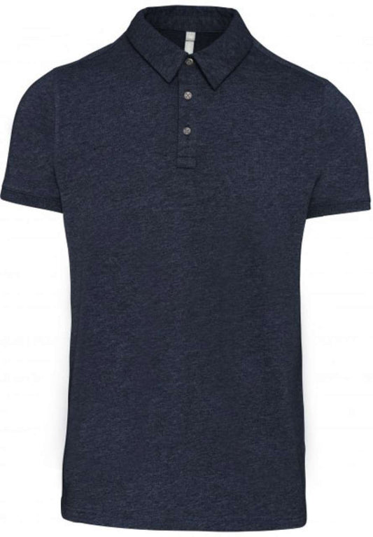MEN'S SHORT SLEEVED JERSEY POLO SHIRT - French Navy Heather - colorimageurl