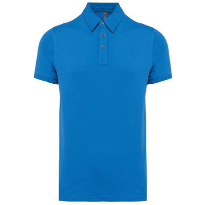 MEN'S SHORT SLEEVED JERSEY POLO SHIRT - Light Royal Blue - colorimageurl
