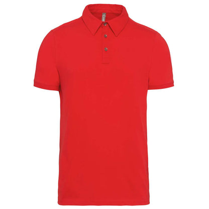 MEN'S SHORT SLEEVED JERSEY POLO SHIRT - Red - colorimageurl