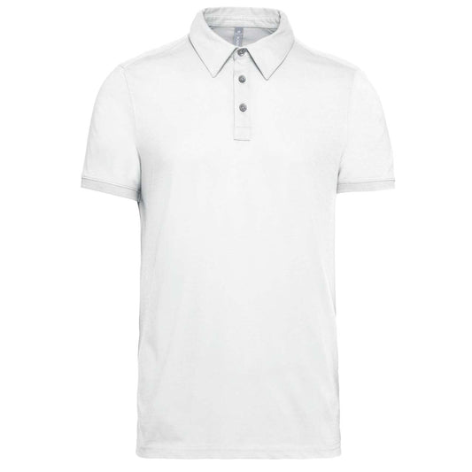 MEN'S SHORT SLEEVED JERSEY POLO SHIRT - White - colorimageurl
