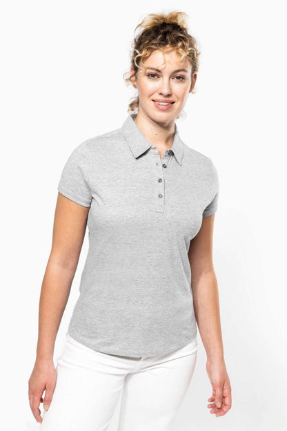 LADIES' SHORT SLEEVED JERSEY POLO SHIRT - Black - modelimageurl
