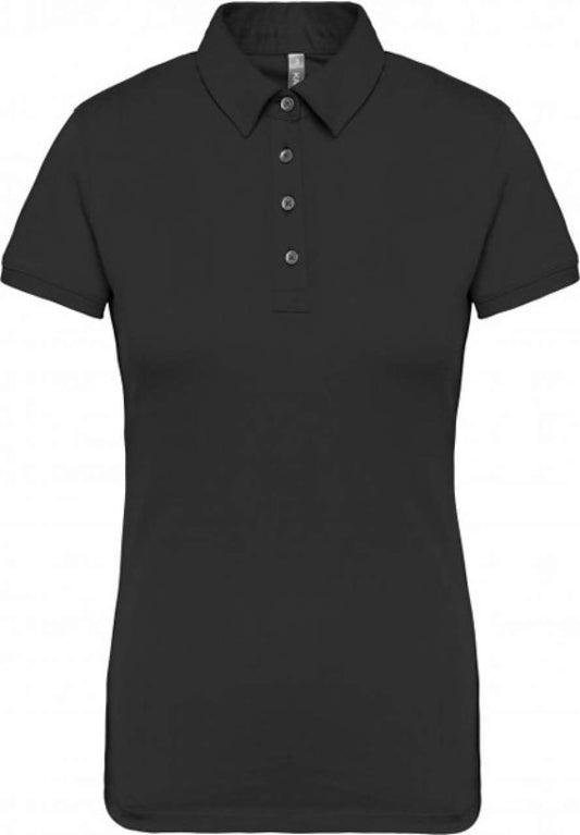 LADIES' SHORT SLEEVED JERSEY POLO SHIRT - Black - colorimageurl