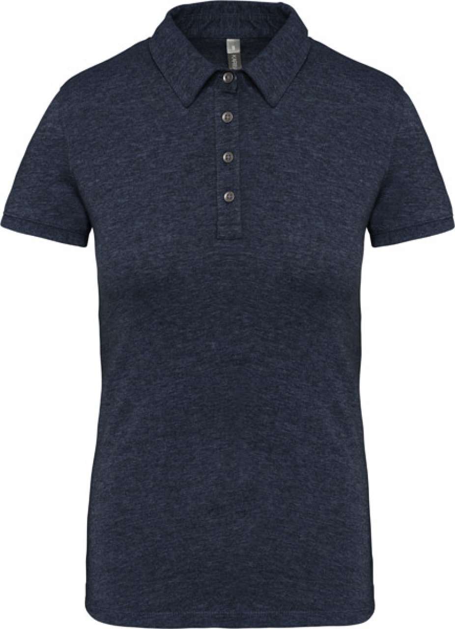 LADIES' SHORT SLEEVED JERSEY POLO SHIRT - French Navy Heather - colorimageurl