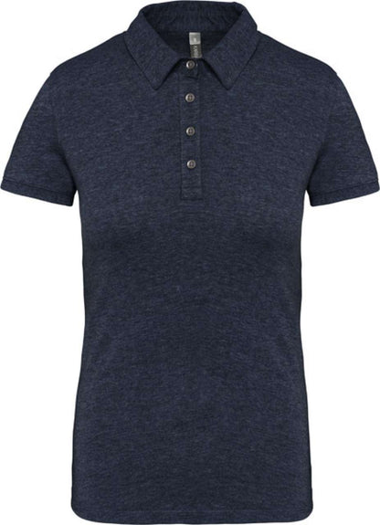 LADIES' SHORT SLEEVED JERSEY POLO SHIRT - French Navy Heather - colorimageurl