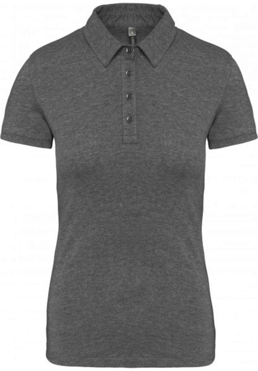 LADIES' SHORT SLEEVED JERSEY POLO SHIRT - Grey Heather - colorimageurl