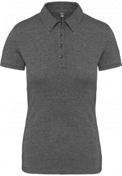 LADIES' SHORT SLEEVED JERSEY POLO SHIRT - Grey Heather - colorimageurl