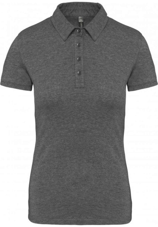 LADIES' SHORT SLEEVED JERSEY POLO SHIRT - Grey Heather - colorimageurl