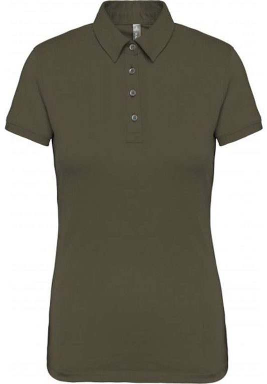 LADIES' SHORT SLEEVED JERSEY POLO SHIRT - Light Khaki - colorimageurl