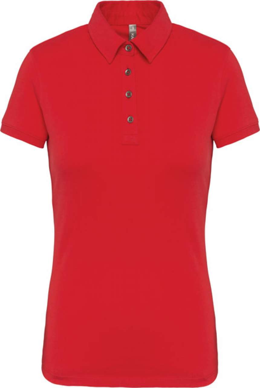 LADIES' SHORT SLEEVED JERSEY POLO SHIRT - Red - colorimageurl