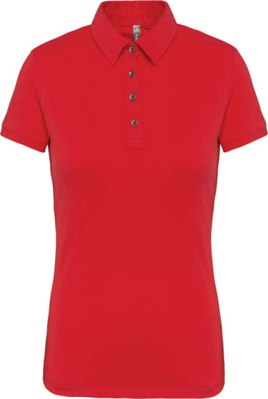LADIES' SHORT SLEEVED JERSEY POLO SHIRT - Red - colorimageurl