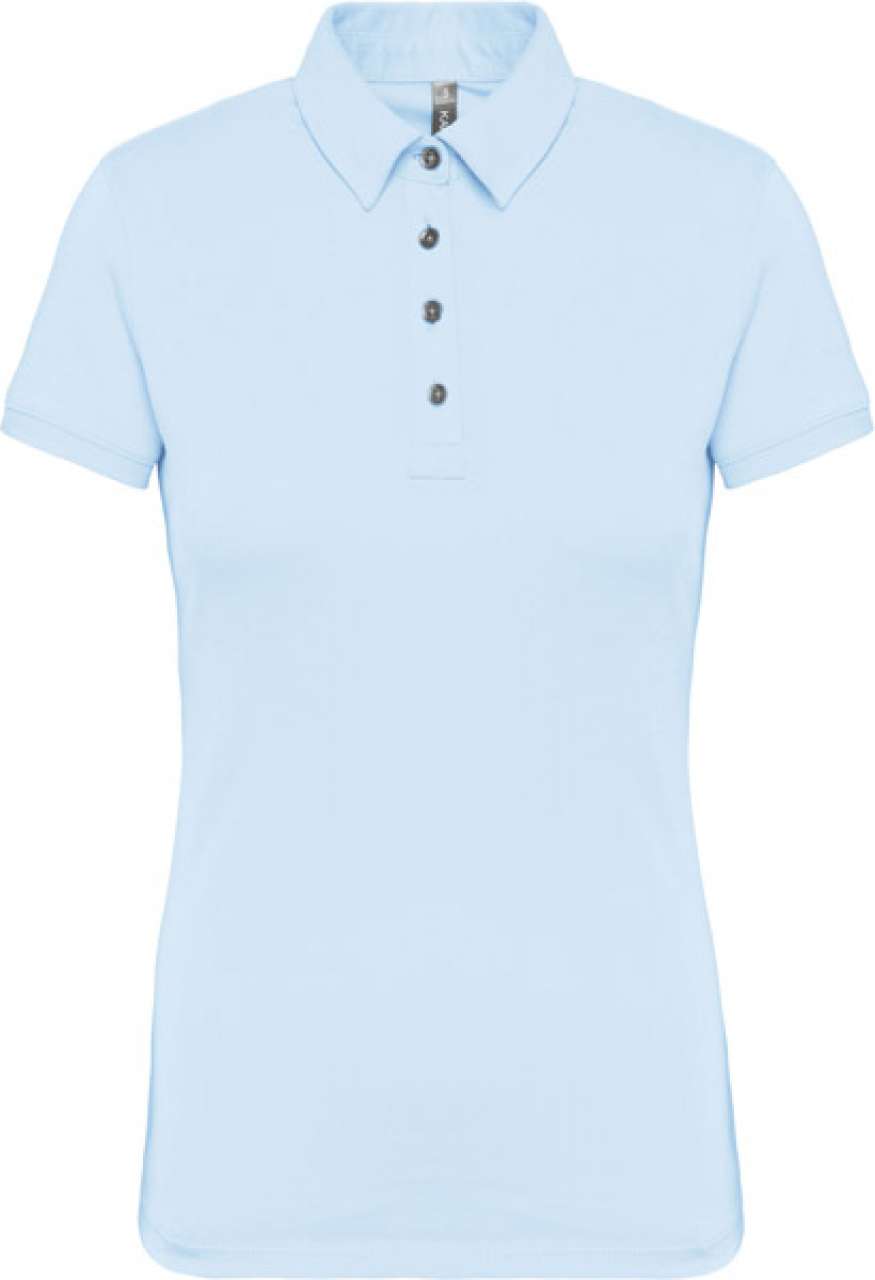 LADIES' SHORT SLEEVED JERSEY POLO SHIRT - Sky Blue - colorimageurl