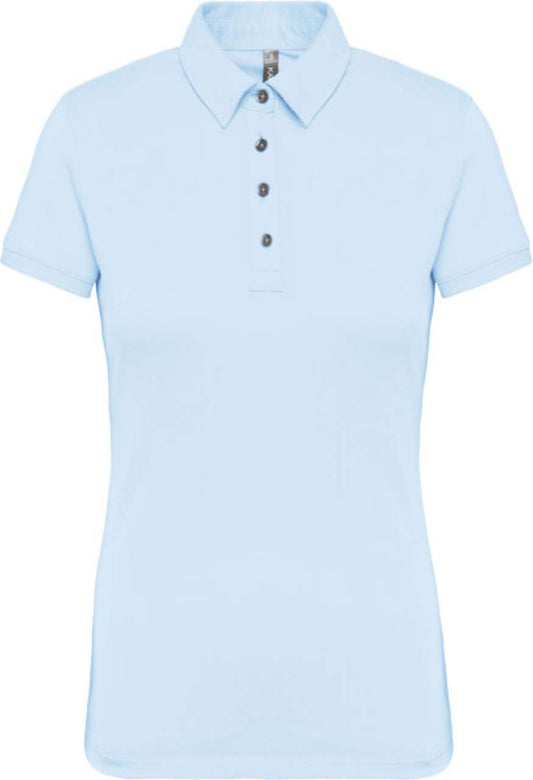 LADIES' SHORT SLEEVED JERSEY POLO SHIRT - Sky Blue - colorimageurl