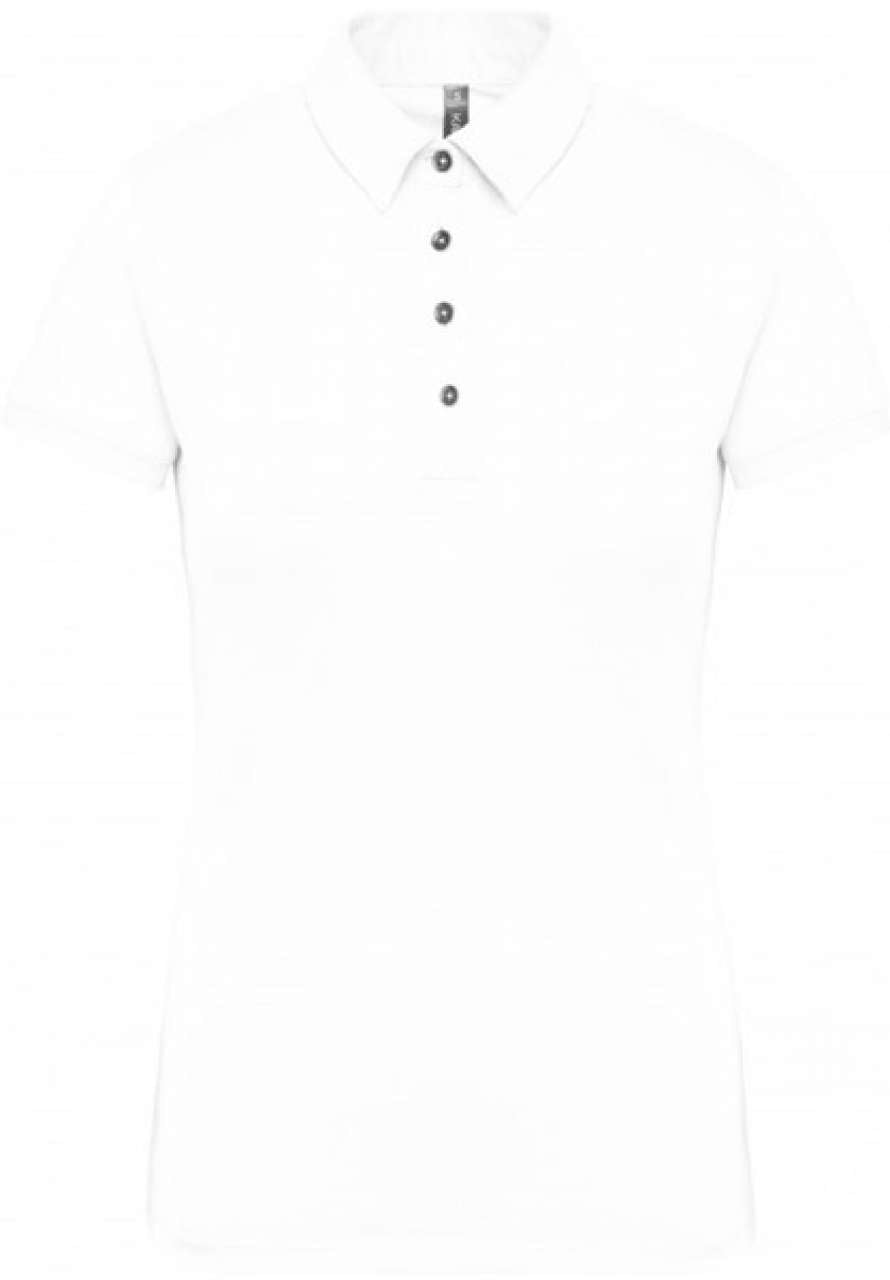 LADIES' SHORT SLEEVED JERSEY POLO SHIRT - White - colorimageurl