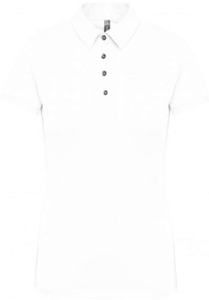 LADIES' SHORT SLEEVED JERSEY POLO SHIRT - White - colorimageurl