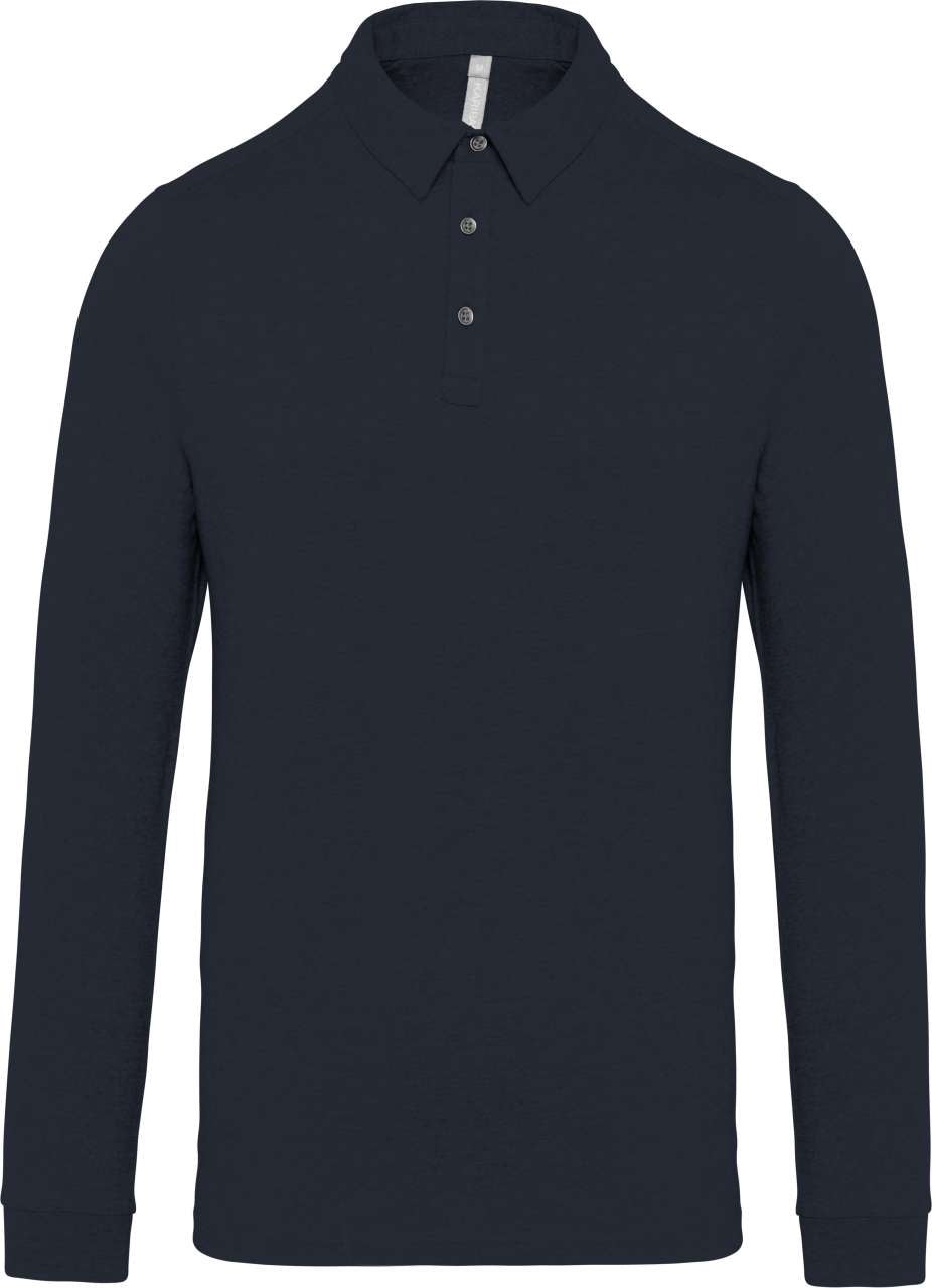 MEN'S LONG SLEEVED JERSEY POLO SHIRT - Navy - colorimageurl