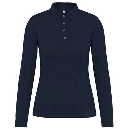 LADIES' LONG SLEEVE JERSEY POLO SHIRT - Navy - colorimageurl