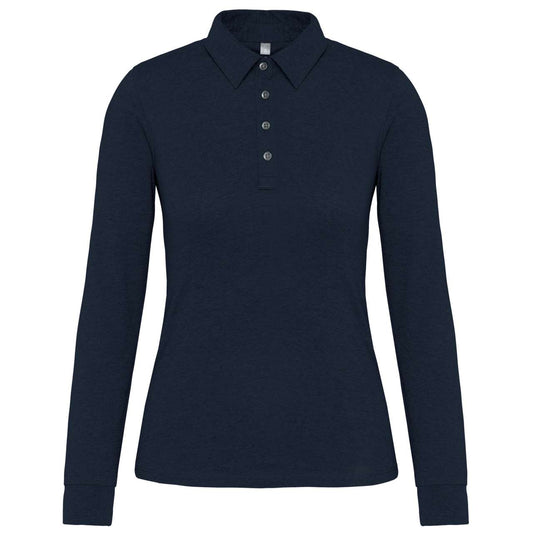 LADIES' LONG SLEEVE JERSEY POLO SHIRT - Navy - colorimageurl